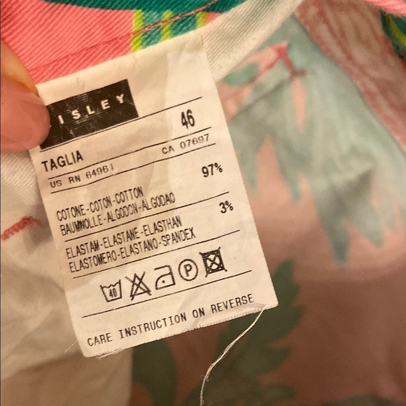 Sisley Floral Bottoms in Pink and Green pants size 46 - Picture 4 of 5